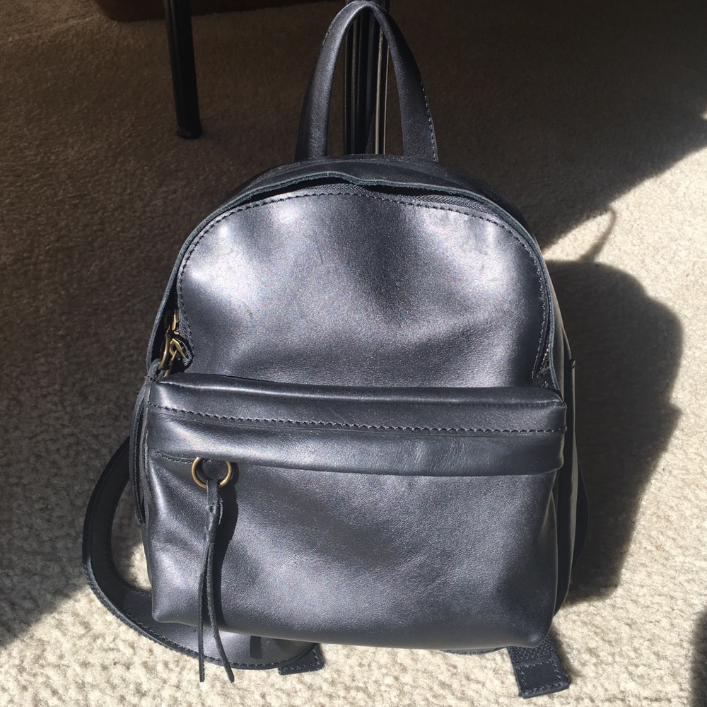 Madewell Black Mini Lorimer Leather Backpack